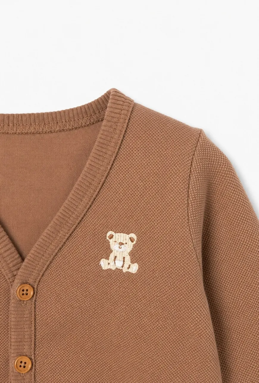 Bluza rozpinana niemowlęca z haftem misia