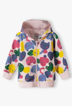 Bluza rozpinana z kapturem w koty dla dziewczynki