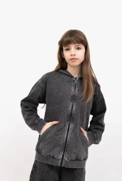 Bluza rozpinana z kapturem z efektem sprania