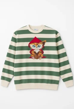 Bluza w paski z nadrukiem - 