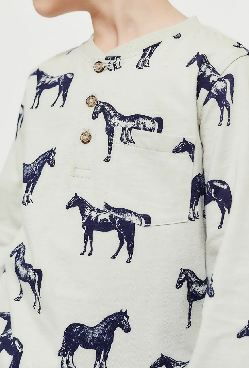 Bluza w stylu henley z nadrukiem