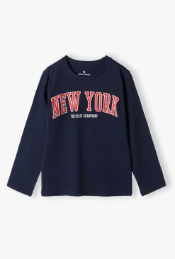 Bluzka chłopięca z długim rękawem z nadrukiem „New York”
