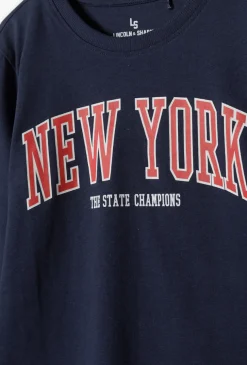 Bluzka chłopięca z długim rękawem z nadrukiem „New York”
