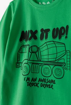 Bluzka z długim rękawem i betoniarką dla chłopca