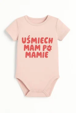 Body niemowlęce „Uśmiech mam po mamie” – różowe