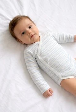 Body niemowlęce w jasne paski - kopertowe