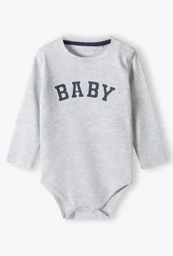 Body niemowlęce z długim rękawem – z napisem BABY
