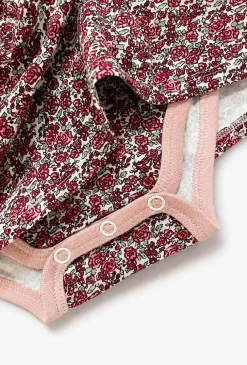 Body sukienka niemowlęca z długim rękawem w kwiaty