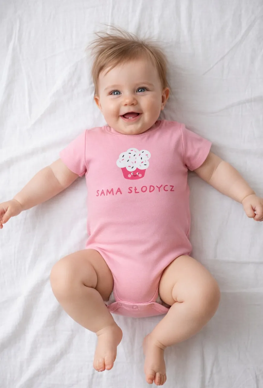 Body z krótkim rękawem niemowlęce dziewczęce „Sama Słodycz”