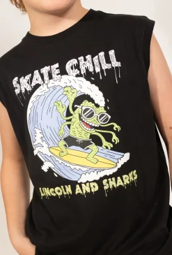 Chłopięca koszulka bez rękawów z nadrukiem SKATE CHILL