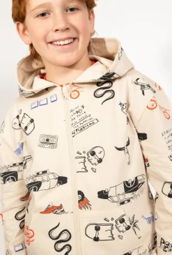 Chłopięca rozpinana bluza z kapturem i nadrukiem