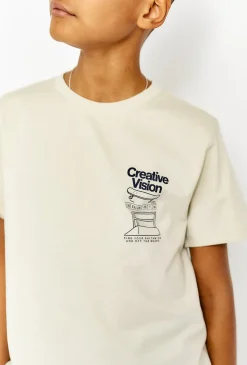 Chłopięcy t-shirt bawełniany Creative Vision - beżowy