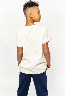 Chłopięcy t-shirt bawełniany Creative Vision - beżowy
