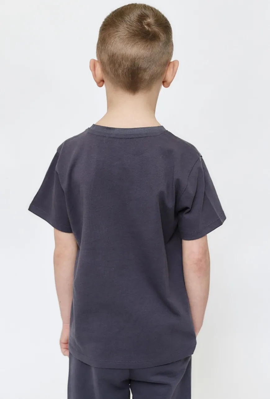 Chłopięcy t-shirt z nadrukiem – grafitowy
