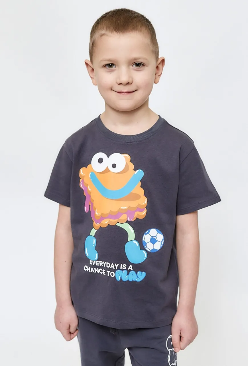 Chłopięcy t-shirt z nadrukiem – grafitowy