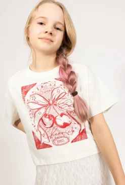 Crop top dziewczęcy - wisienki