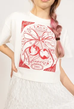 Crop top dziewczęcy - wisienki