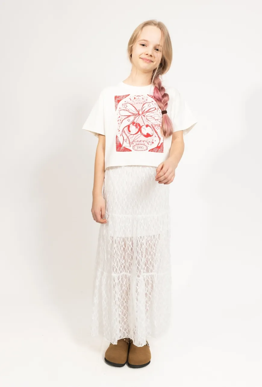 Crop top dziewczęcy - wisienki
