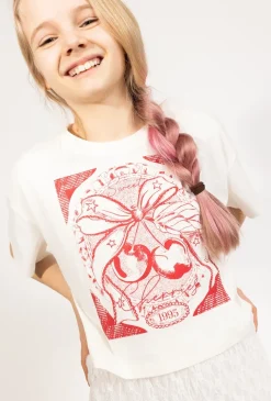 Crop top dziewczęcy - wisienki