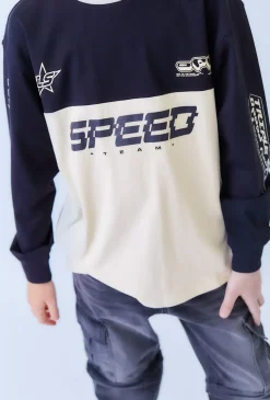 Czarna bluzka chłopięca SPEED z nadrukami