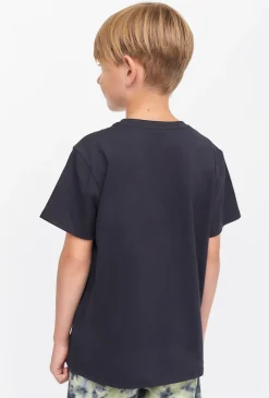 Czarny bawełniany t-shirt chłopięcy z kieszonką - Lincoln&Sharks