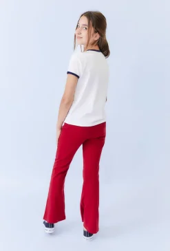 Czerwone legginsy dziewczęce flare z rozcięciami