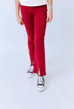 Czerwone legginsy dziewczęce flare z rozcięciami