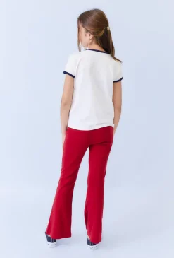 Czerwone legginsy dziewczęce flare z rozcięciami
