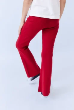 Czerwone legginsy dziewczęce flare z rozcięciami