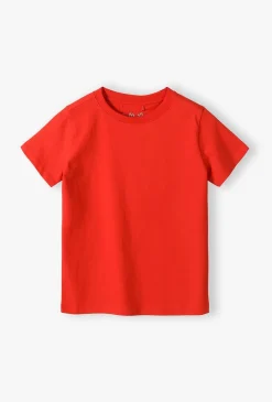 Czerwony bawełniany t-shirt dla dziecka - Basic - 5.10.15.