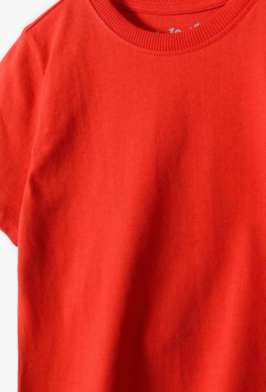 Czerwony bawełniany t-shirt dla dziecka - Basic - 5.10.15.