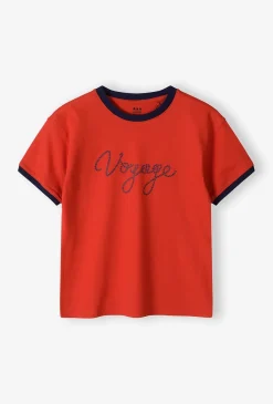 Czerwony dzianinowy t-shirt chłopięcy Voyage - Limited Edition