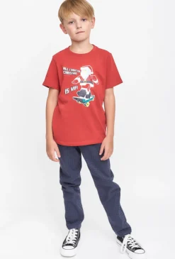 Czerwony t-shirt chłopięcy z Mikołajem