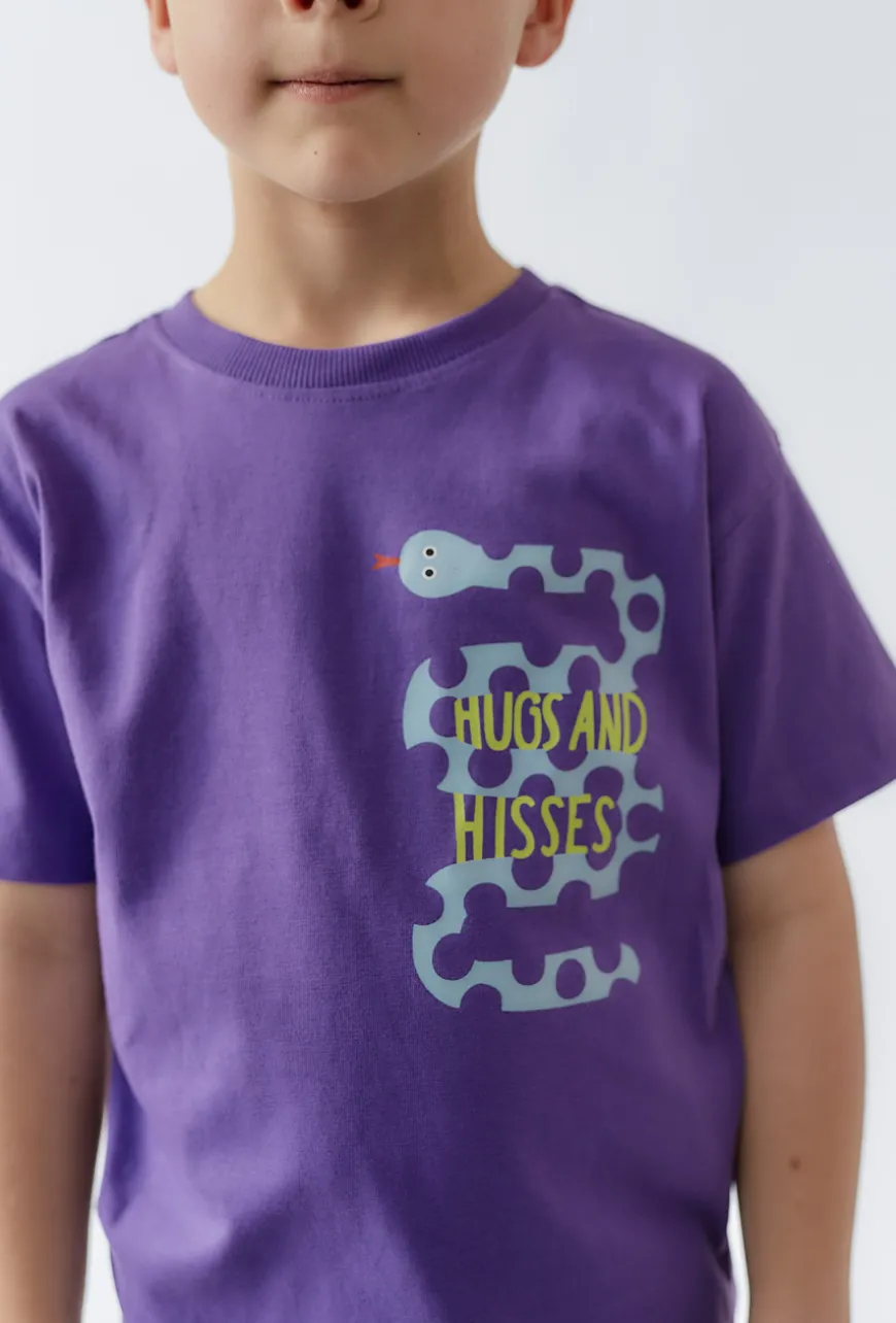 Dzianinowy t-shirt chłopięcy z nadrukiem