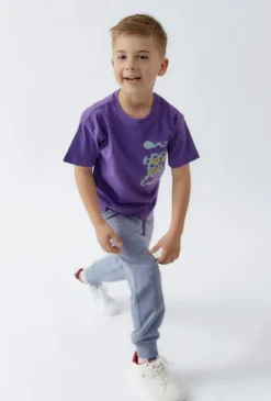 Dzianinowy t-shirt chłopięcy z nadrukiem