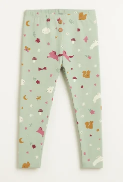 Dziewczęce legginsy z leśnym printem