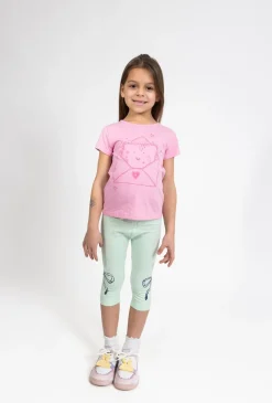 Dziewczęce legginsy 3/4 z nadrukiem kokardek