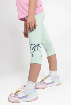 Dziewczęce legginsy 3/4 z nadrukiem kokardek