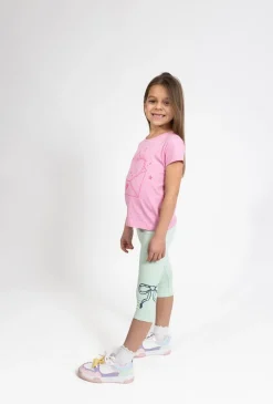 Dziewczęce legginsy 3/4 z nadrukiem kokardek