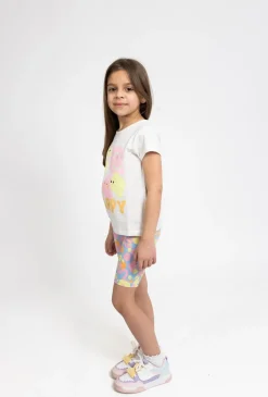 Dziewczęce legginsy 1/2 z wesołym nadrukiem