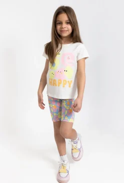 Dziewczęce legginsy 1/2 z wesołym nadrukiem