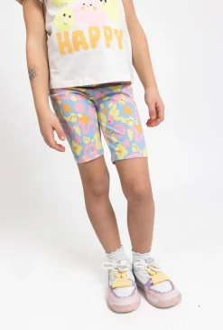 Dziewczęce legginsy 1/2 z wesołym nadrukiem