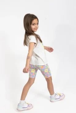 Dziewczęce legginsy 1/2 z wesołym nadrukiem
