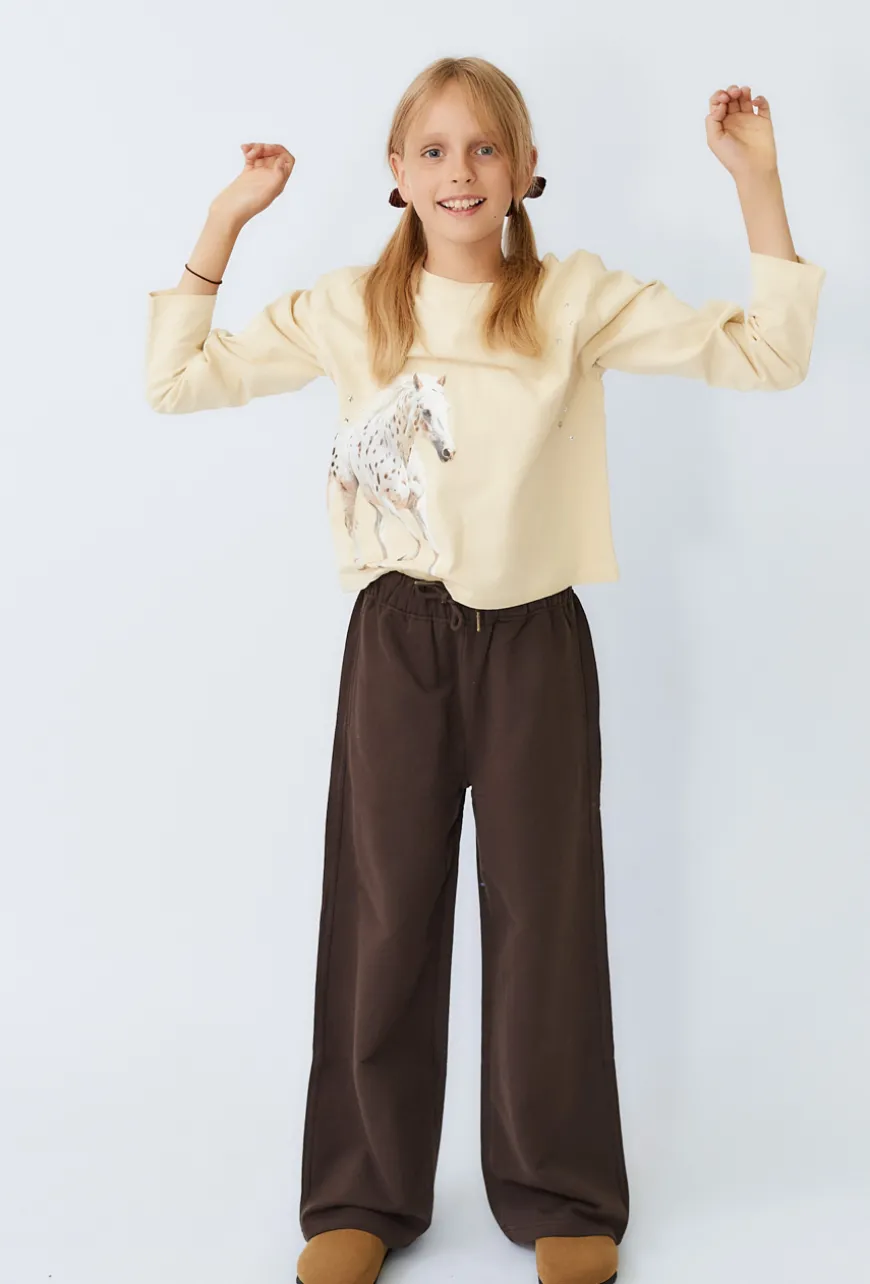 Dziewczęce spodnie dresowe wide leg