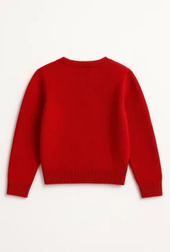 Dziewczęcy czerwony sweter z kokardą