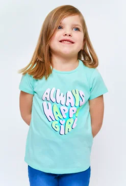 Dziewczęcy t-shirt z błyszczącym nadrukiem
