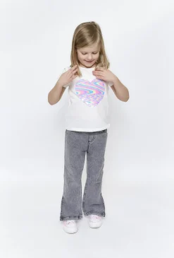 Dziewczęcy t-shirt z cekinowym serduszkiem - 5.10.15.
