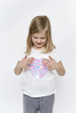 Dziewczęcy t-shirt z cekinowym serduszkiem - 5.10.15.