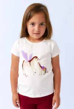 Dziewczęcy T-shirt z nadrukiem jednorożców