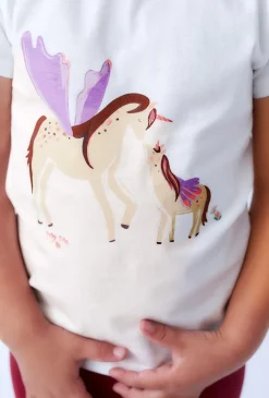 Dziewczęcy T-shirt z nadrukiem jednorożców